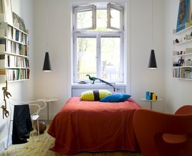 ベッドルーム,本棚,ソファ